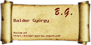 Balder György névjegykártya